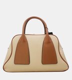 Handtas crème met cognac details – premium kwaliteit_