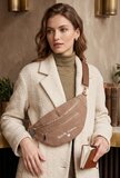 Taupe ribstof crossbody heuptas_