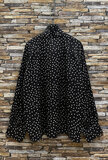 Elegante zwarte blouse met stippen en strik_