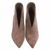 Kaki suède enkellaarsjes met elegante hak-Imene_