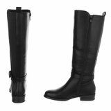 Bottes noires hauteur genou à boucle-Carmine_