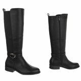 Bottes noires hauteur genou à boucle-Carmine_