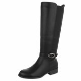 Bottes noires hauteur genou à boucle-Carmine_