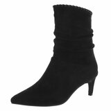 Bottines noires en suédine à talon élégant-Patrice_