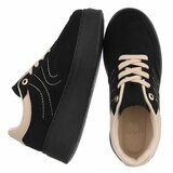 Zwarte sneakers met chunky zool en beige details-Chata_
