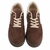 Bruine sneakers met chunky zool en beige details-Chata_