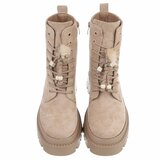 Bottines kaki en suède à lacets avec semelle plateforme-Chelsy_