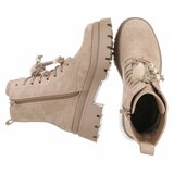 Bottines kaki en suède à lacets avec semelle plateforme-Chelsy_