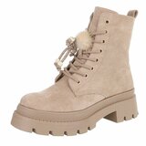 Bottines kaki en suède à lacets avec semelle plateforme-Chelsy_