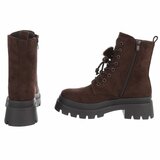 Bruine suède veterboots met plateauzool en sierlijke veters-Chelsy_