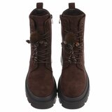 Bruine suède veterboots met plateauzool en sierlijke veters-Chelsy_