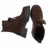 Bruine suède veterboots met plateauzool en sierlijke veters-Chelsy_