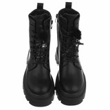 Zwarte veterboots met plateauzool en sierlijke veters-Chelsy_