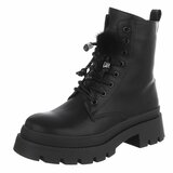 Zwarte veterboots met plateauzool en sierlijke veters-Chelsy_