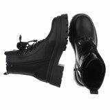 Zwarte veterboots met plateauzool en sierlijke veters-Chelsy_