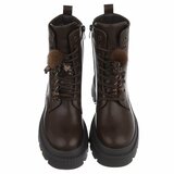 Bruine veterboots met plateauzool en sierlijke veters-Chelsy_