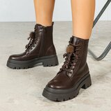 Bruine veterboots met plateauzool en sierlijke veters-Chelsy_