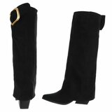 Bottes noires en suédine avec boucle dorée-Chelita_