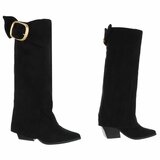 Bottes noires en suédine avec boucle dorée-Chelita_
