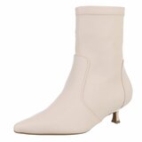 Beige enkellaarsjes met elegante kitten heel-Dena_