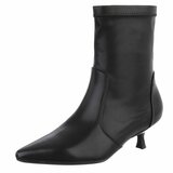 Zwarte enkellaarsjes met elegante kitten heel-Dena_