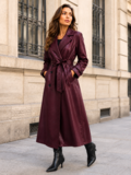 Bordeaux trenchcoat met ceintuur en print_