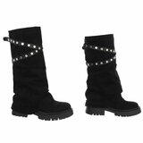 Zwarte dameslaarzen met studs en stoere zool-Colla_