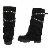 Zwarte dameslaarzen met studs en stoere zool-Colla_