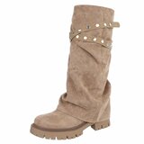 Kaki dameslaarzen met studs en stoere zool-Colla_