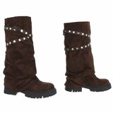 Bruine dameslaarzen met studs en stoere zool-Colla_