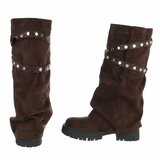 Bruine dameslaarzen met studs en stoere zool-Colla_