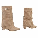 Kaki suède dameslaars met gespdetail-Corabel  _