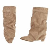 Kaki suède dameslaars met gespdetail-Corabel  _