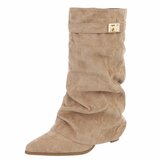 Kaki suède dameslaars met gespdetail-Corabel  _
