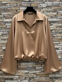 Luxe gouden-caramel satijnen blouse – Made in Italy_