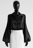 Luxe zwarte satijnen blouse – Made in Italy_
