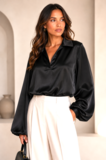 Luxe zwarte satijnen blouse – Made in Italy_