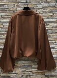 Luxe bruine satijnen blouse – Made in Italy_