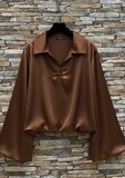 Luxe bruine satijnen blouse – Made in Italy_
