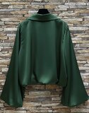Luxe groene satijnen blouse – Made in Italy_
