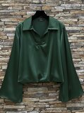 Luxe groene satijnen blouse – Made in Italy_