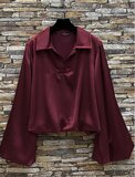 Luxe bordeaux satijnen blouse – Made in Italy_