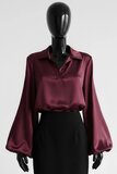 Luxe bordeaux satijnen blouse – Made in Italy_