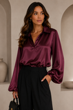 Luxe bordeaux satijnen blouse – Made in Italy_