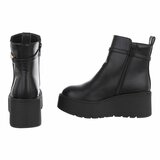 Zwarte platform enkelboots met gouden detail-Didi_