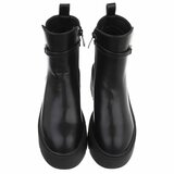 Zwarte platform enkelboots met gouden detail-Didi_