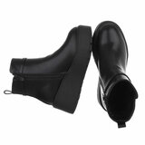 Zwarte platform enkelboots met gouden detail-Didi_