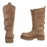 Kaki suède laarzen met gespen-Concetta_