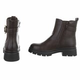Coffee Chelsea boots met gesp-Chelby_