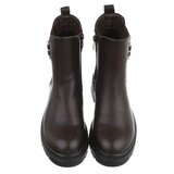 Coffee Chelsea boots met gesp-Chelby_